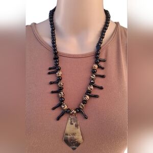 Vintage Artisan Lampwork Glass Statement Necklace | Hand-Blown Tribal Fringe